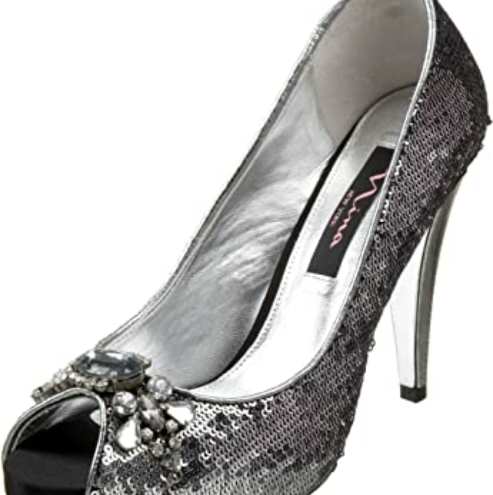 Nina Black & Silver Sequin Heels